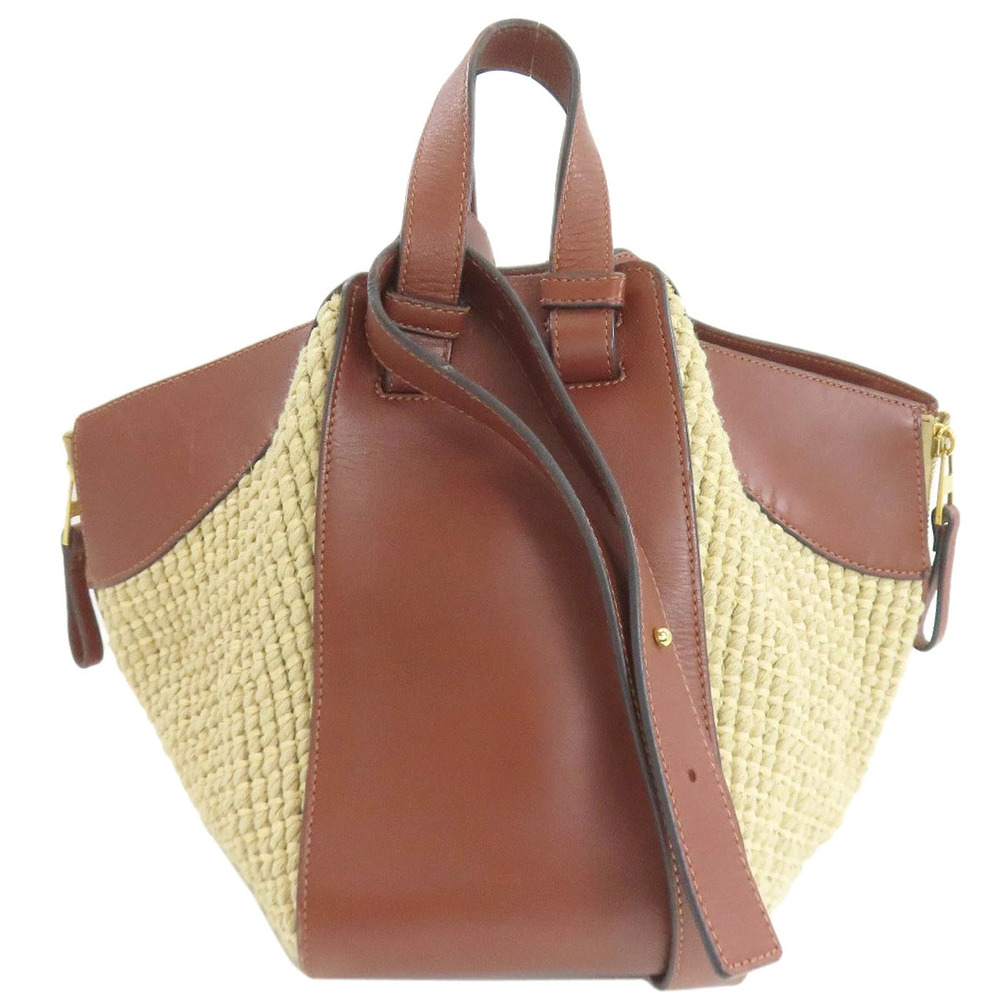 Loewe Calfskin Raffia Hammock Handbag Tan